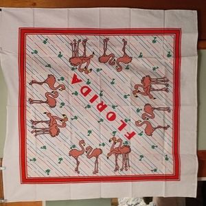 Vintage Florida pink flamingo fabric tablecloth